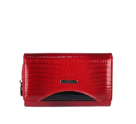 Luxusná dámska kožená RFID peňaženka v krabičke so vzorom hadej kože Lorenti 76112-RSW červená