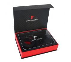 Luxusná kožená pánska darčeková sada Pierre Cardin - peňaženka + opasok ZG-100 čierna