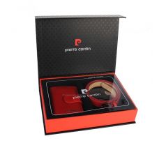 Luxusná kožená dámska darčeková sada Pierre Cardin - peňaženka + opasok ZG-W-06 červená 110 cm