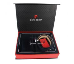 Luxusná kožená dámska darčeková sada Pierre Cardin - peňaženka + opasok ZG-W-04 tmavomodrá 110 cm