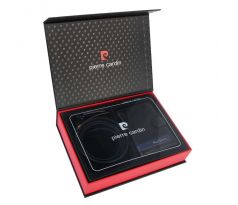 Luxusná kožená pánska darčeková sada Pierre Cardin - peňaženka + opasok ZG-87 čierna 125 cm